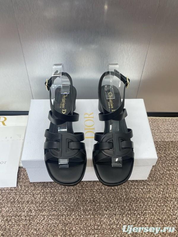 Dior D-Club Jelly Color Hollow Layered Cross Strap Mid Heel Women Shoes - KFY00290