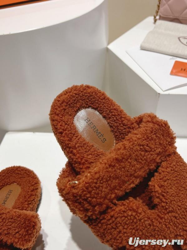 H Love Uncle Full Fur Slippers with Grain Fur Texture - LY00300