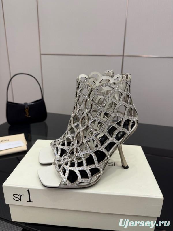 Sergio Rossi Mermaid Sandals 2025 SS Collection Elegant Fishnet High Heels - KFY00470