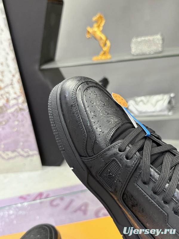Louis Vuitton LV Trainer Maxi Sneakers Head Calfskin Ostrich Pattern Series - AS00400