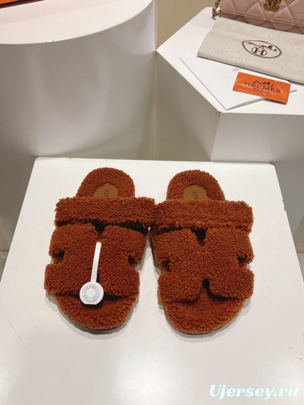 H Love Uncle Full Fur Slippers with Grain Fur Texture - LY00300