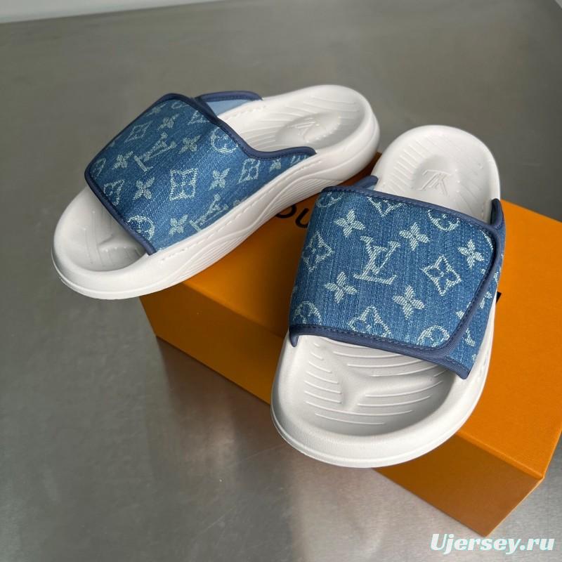 Louis Vuitton Miami Mule Slip-On Sandals with Hook-and-Loop Fastener - YC