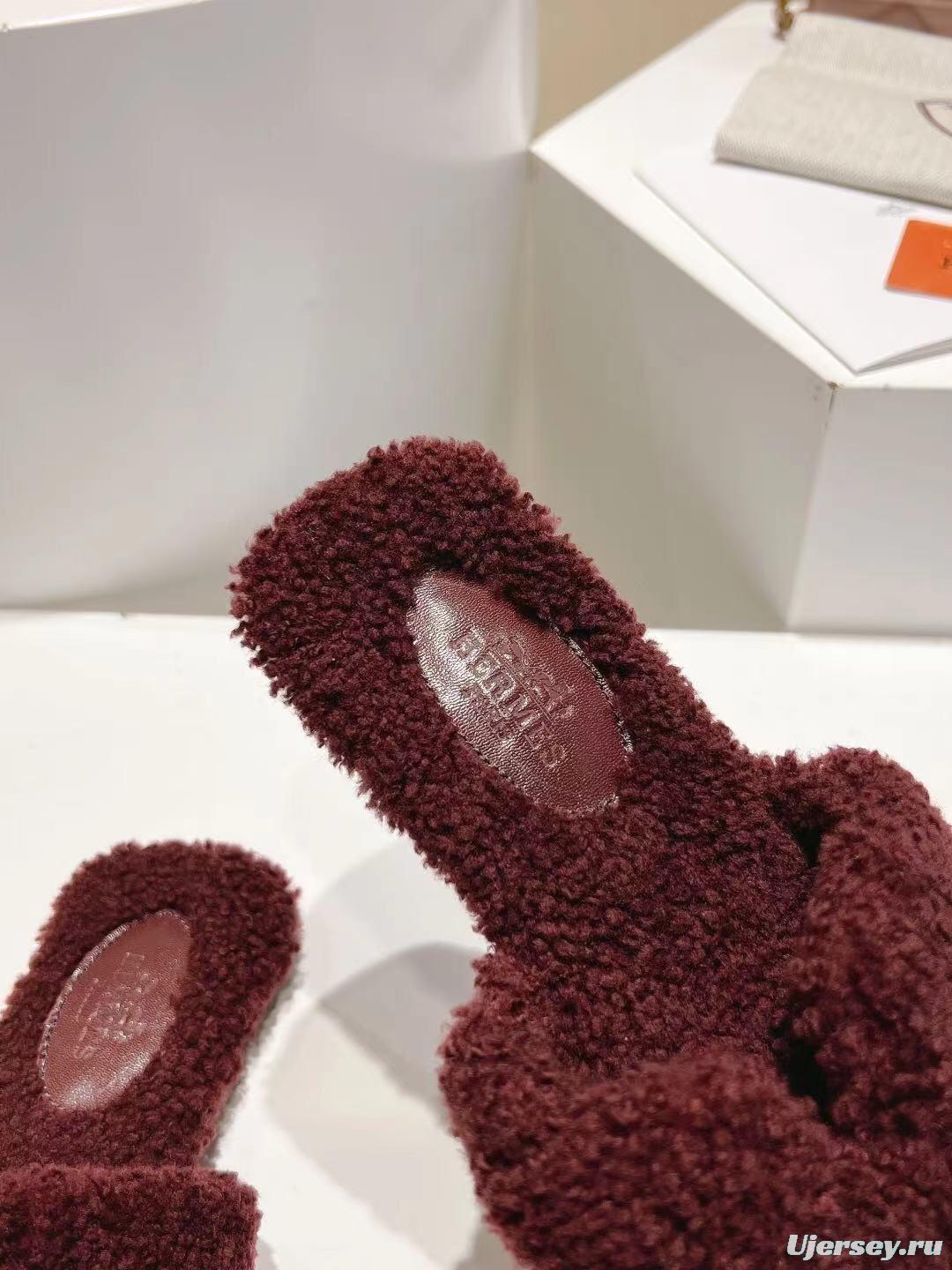 Hermès Teddy Wool Flat Slippers - LY00240