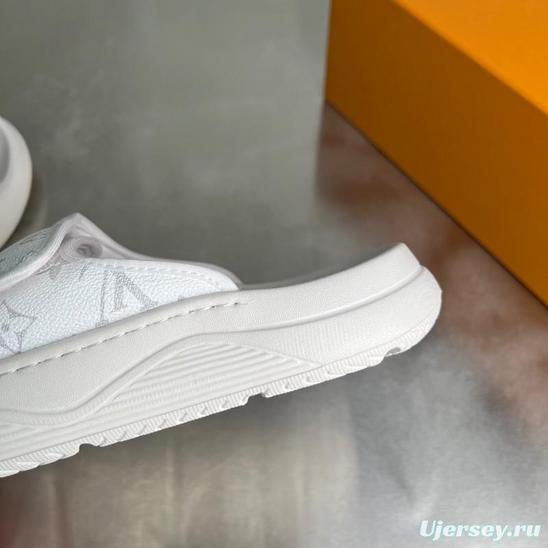 Louis Vuitton Miami Mule Slippers with Hook and Loop Closure - YC