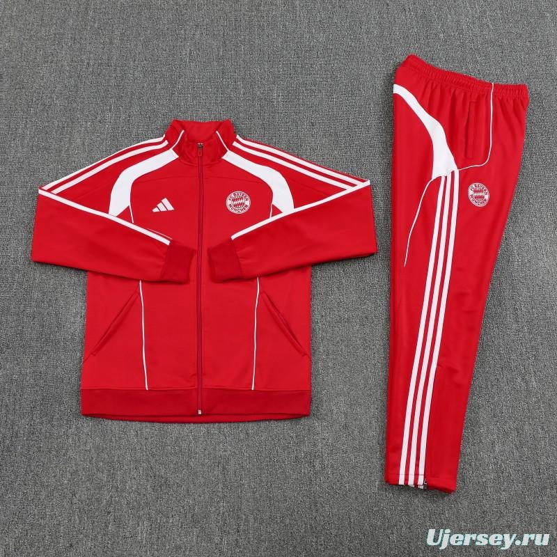 25/26 Bayern Munich Red Full Zipper Jacket+Long Pants