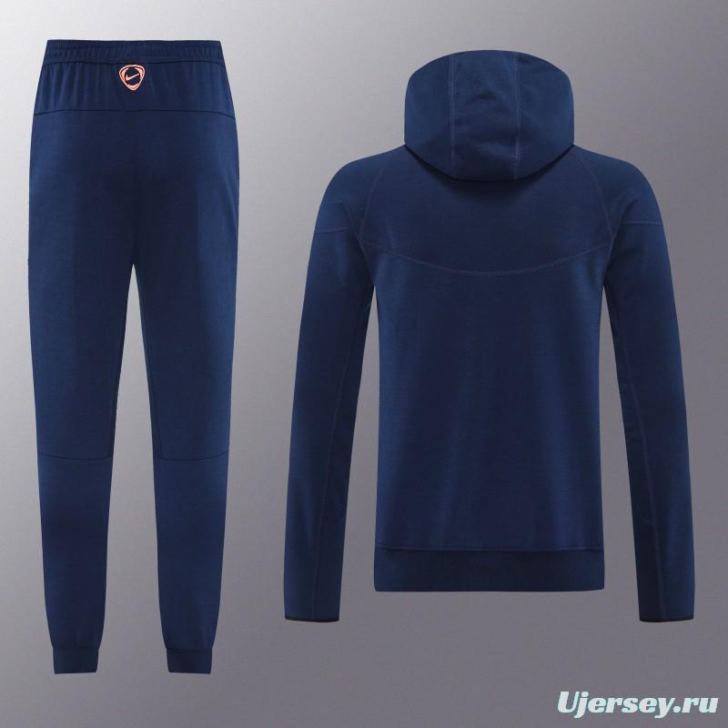 25/26 Barcelona 01 Royal Blue Hoodie Full Zipper Jacket+Long Pants