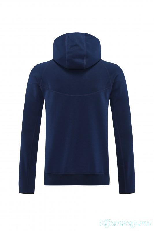 25/26 Barcelona 01 Royal Blue Hoodie Full Zipper Jacket+Long Pants