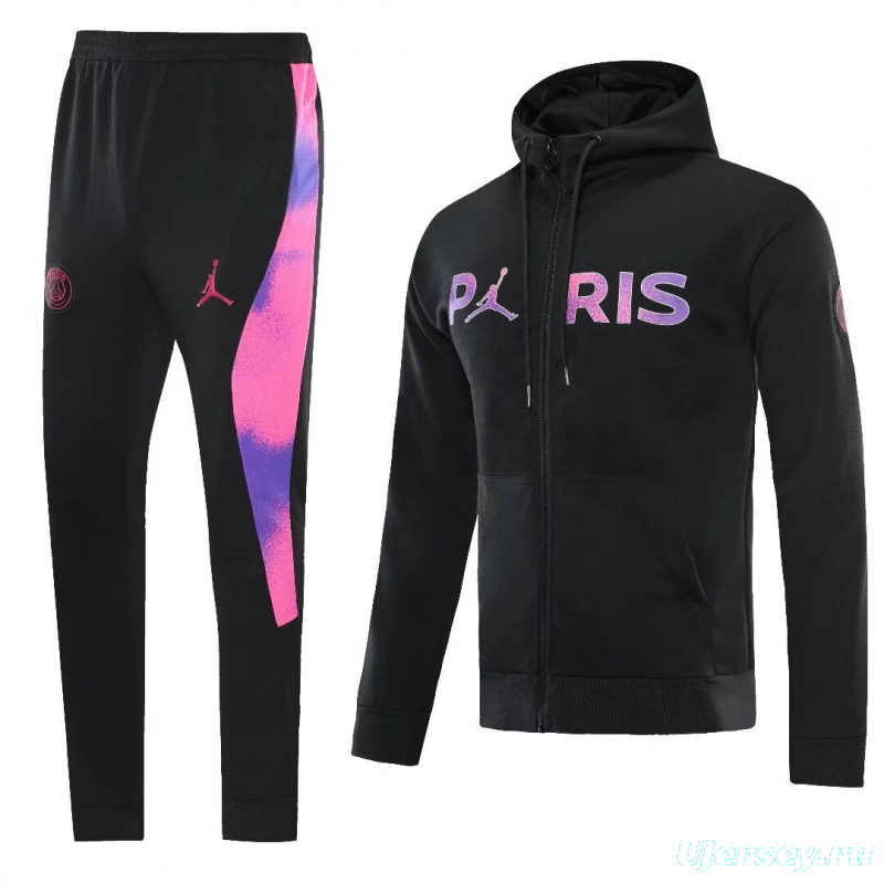 2025 Air Jordan Jumpman Black Purple Hoodie Full Zipper Jacket+Long Pants