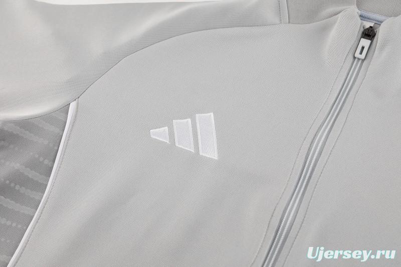 2025 Adidas Grey Full Zipper Jacket+Long Pants