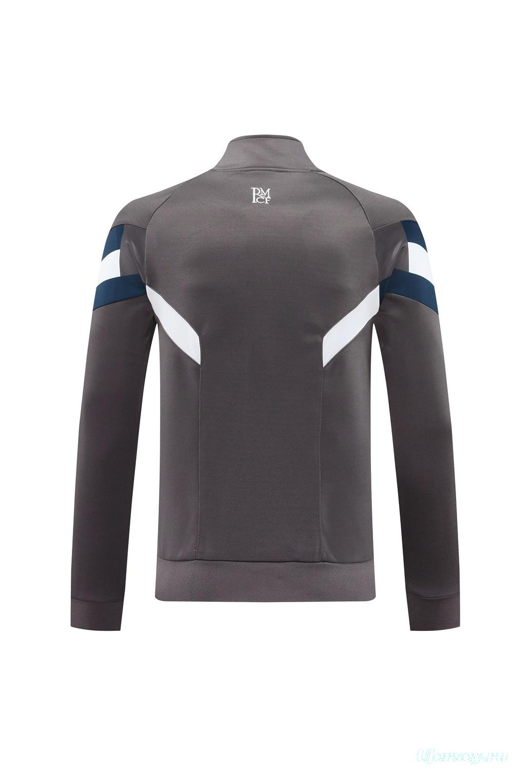 25/26 Real Madrid Light Grey Full Zipper Jacket+Long Pants