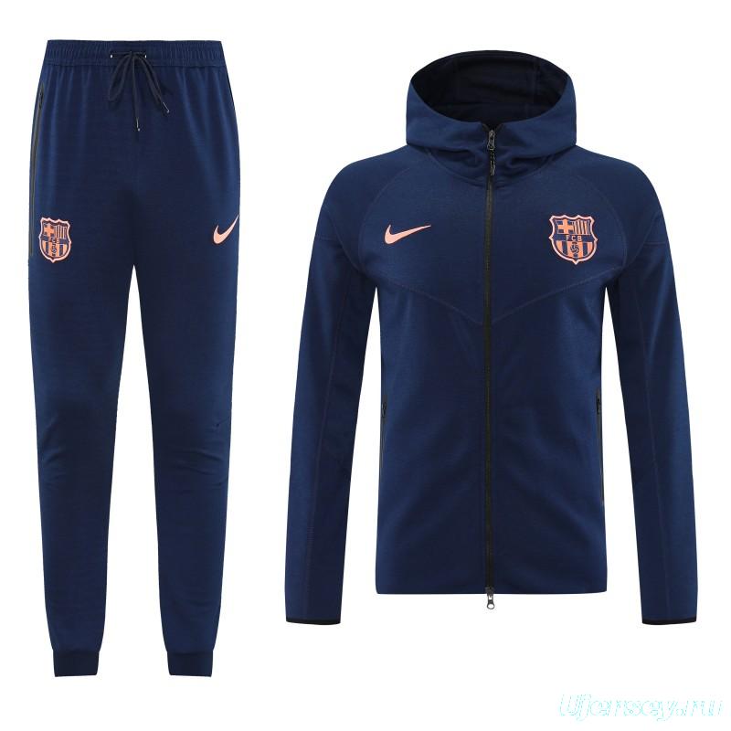 25/26 Barcelona 01 Royal Blue Hoodie Full Zipper Jacket+Long Pants