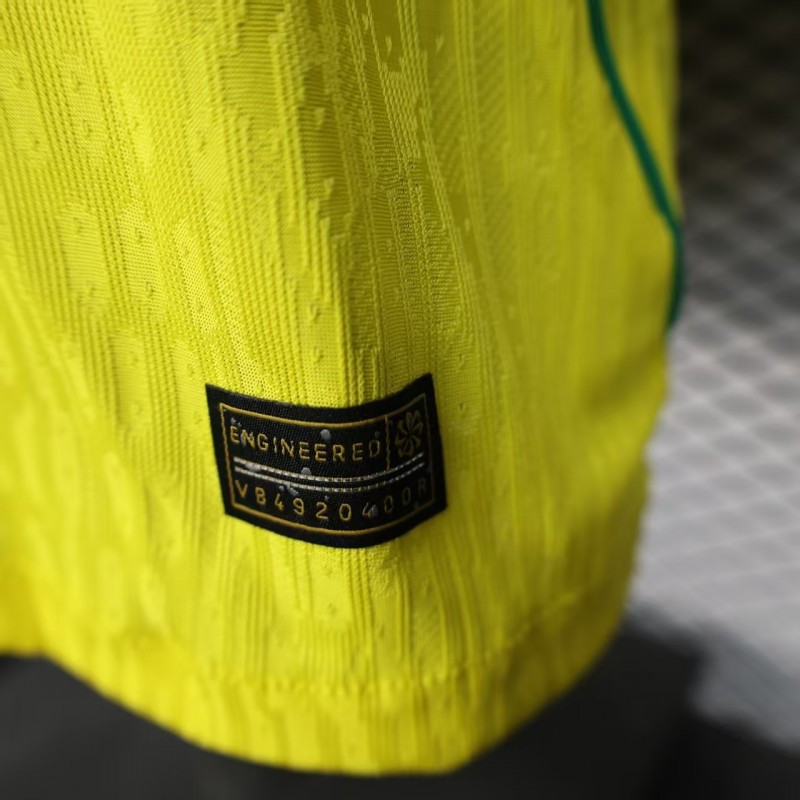 Player Version 2026 Brazil Home Yellow with Vertical Stripe Pattern Jersey