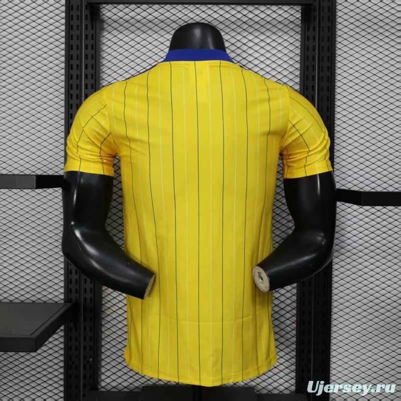 Player Version 25/26 Leeds United Retro Home Yellow with Vertical Stripe Pattern Jersey