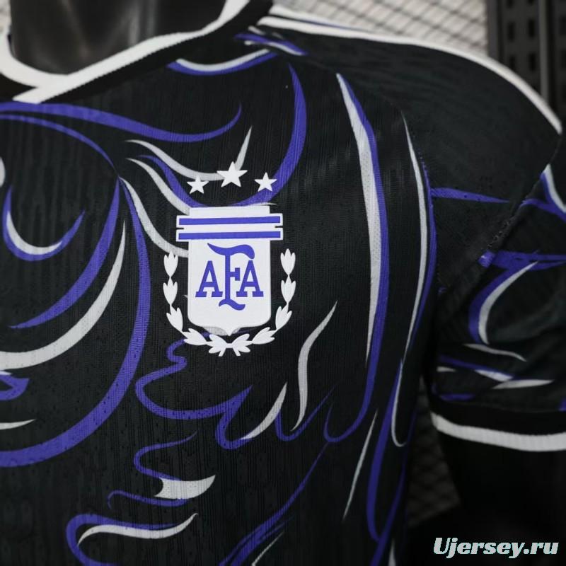Player Version 2026 Argentina Third Black with Artistic Swirl Pattern Jersey