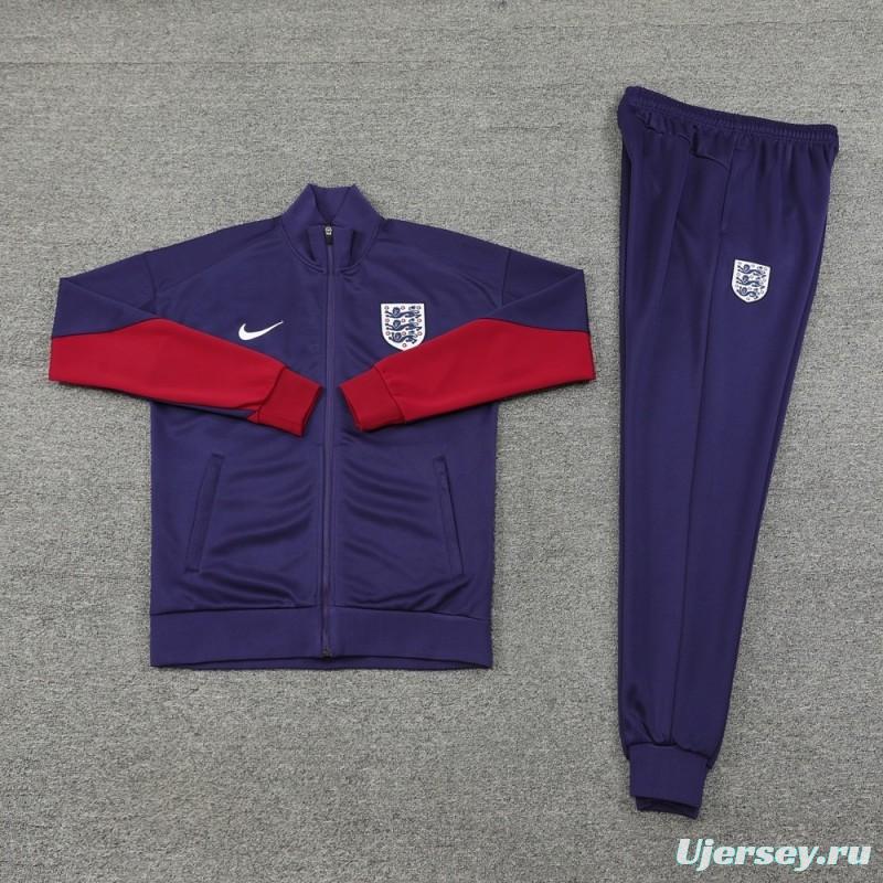 24/25  England Purple Full zipper Jacket Tracksuit+ long pants