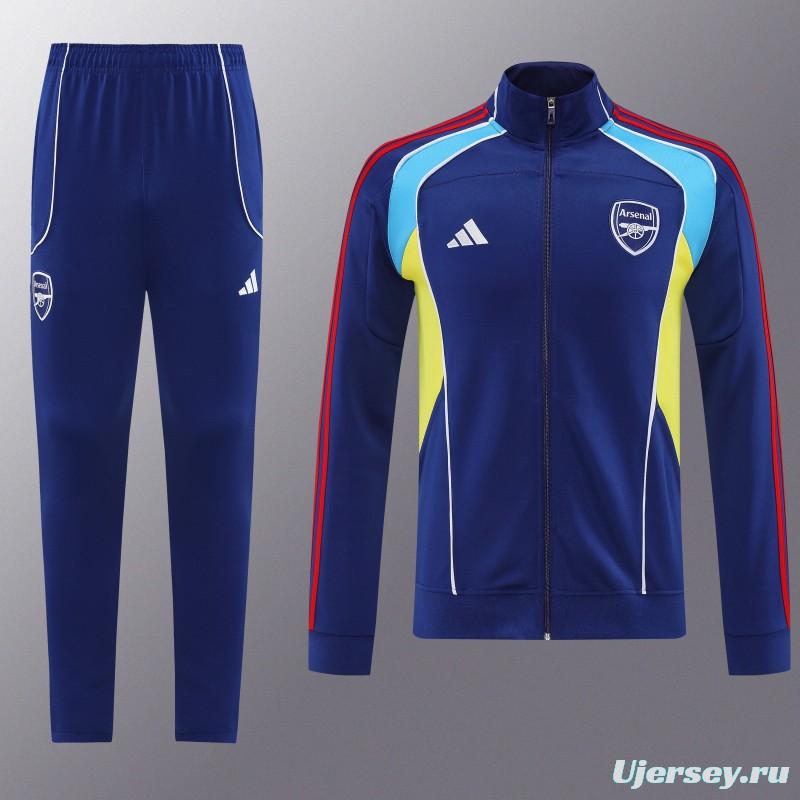 25/26 Arsenal FC Royal Blue Full zipper Jacket Tracksuit+ long pants