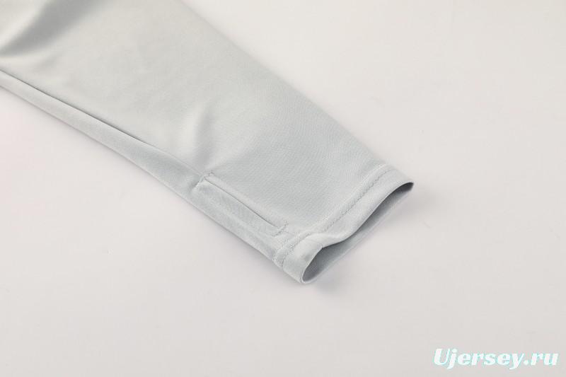 25/26  Adidas Light Grey Full zipper Jacket Tracksuit+ long pants