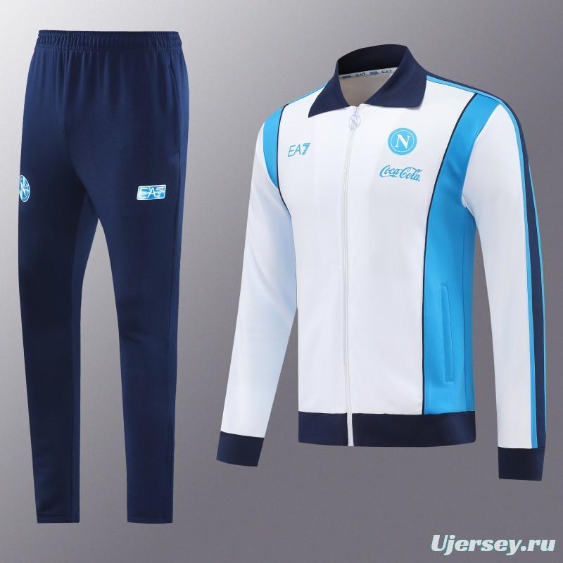 25/26 SSC Napoli White  Full zipper Jacket Tracksuit+ long pants