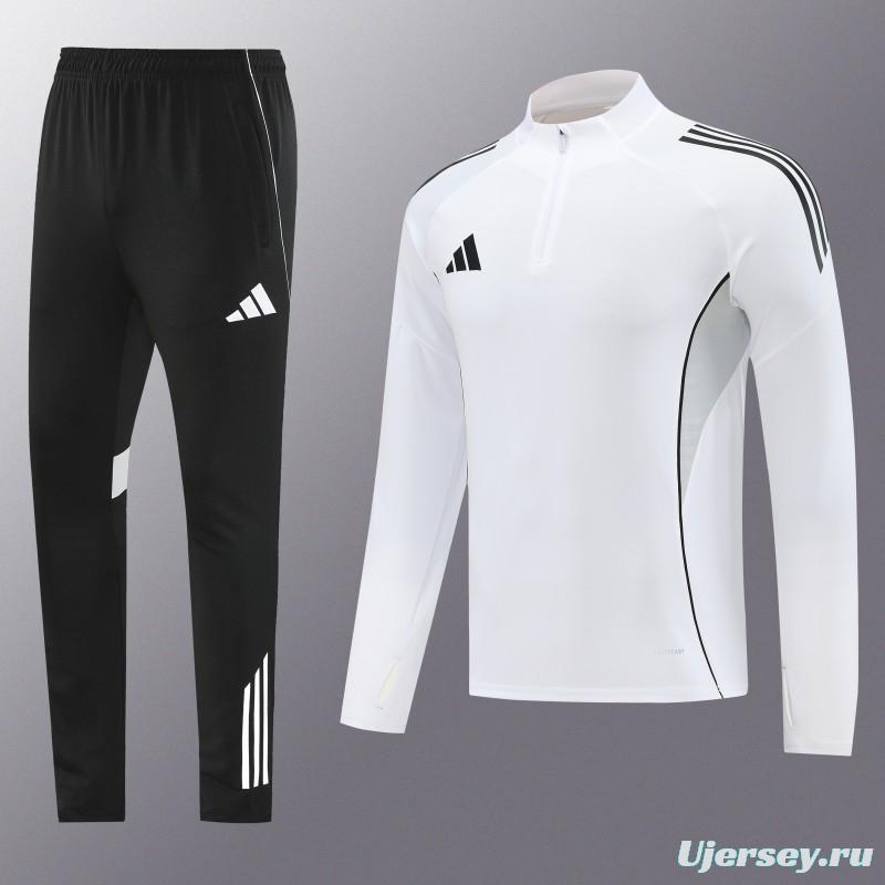 25/26  Adidas White Full zipper Jacket Tracksuit+ long pants