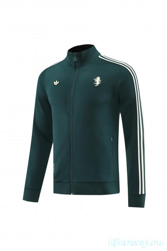 25/26  Juventus Retro Dark Green  Full zipper Jacket Tracksuit+ long pants