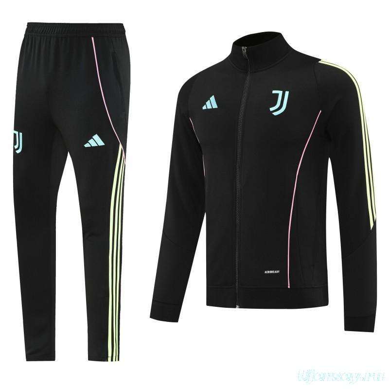 25/26  Juventus Black  Full zipper Jacket Tracksuit+ long pants