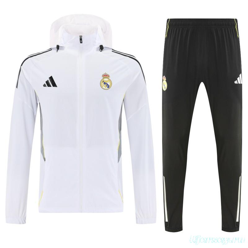 25/26 Real Madrid White Full zipper Jacket Tracksuit+ long pants
