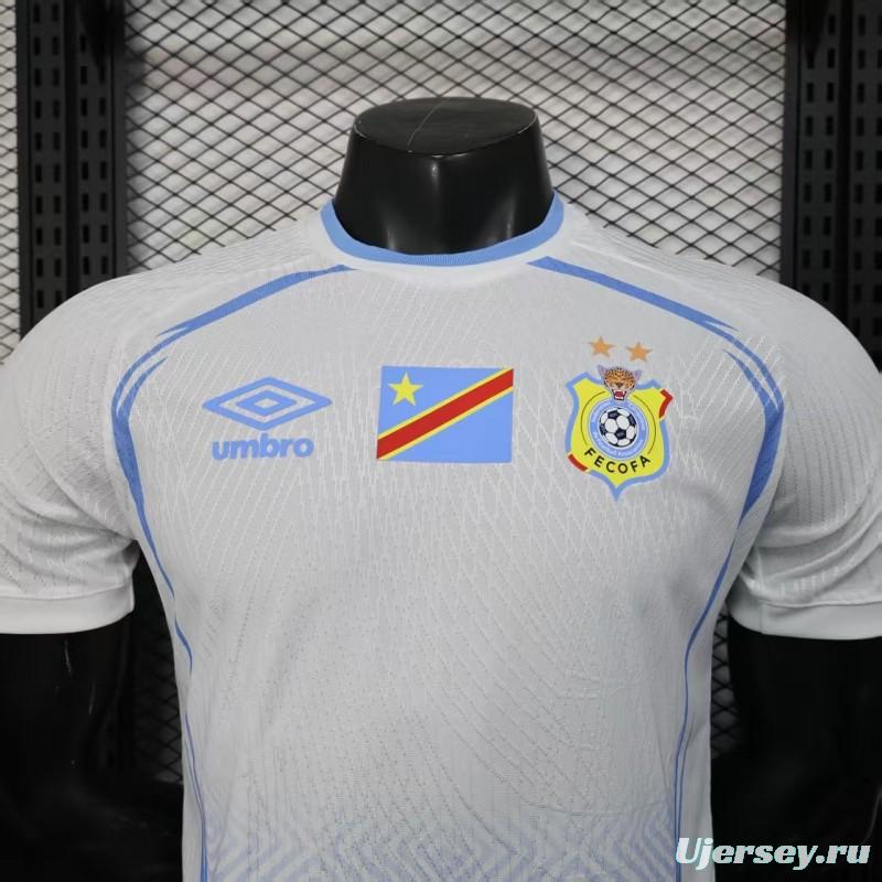 Player Version 2026 DR Congo Third White Blue Geometric Jersey