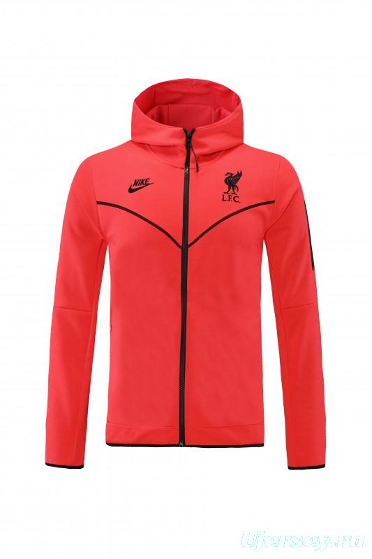 26/27 Liverpool Red Full Zipper Hooded Jacket Tracksuit + Long Pants
