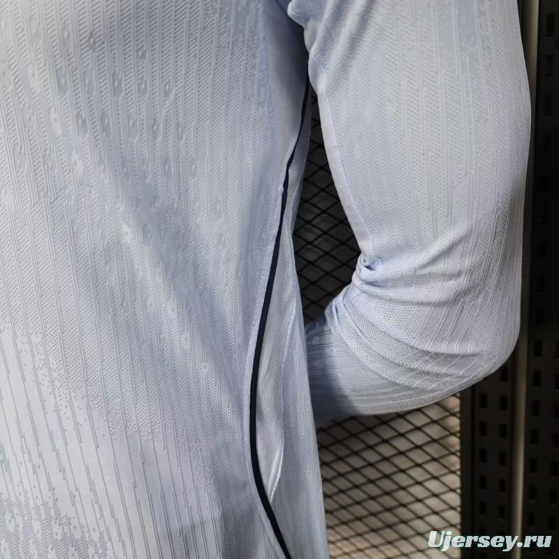 2026 Player Version Uruguay Light Blue with White Collar Long Sleeve Jersey