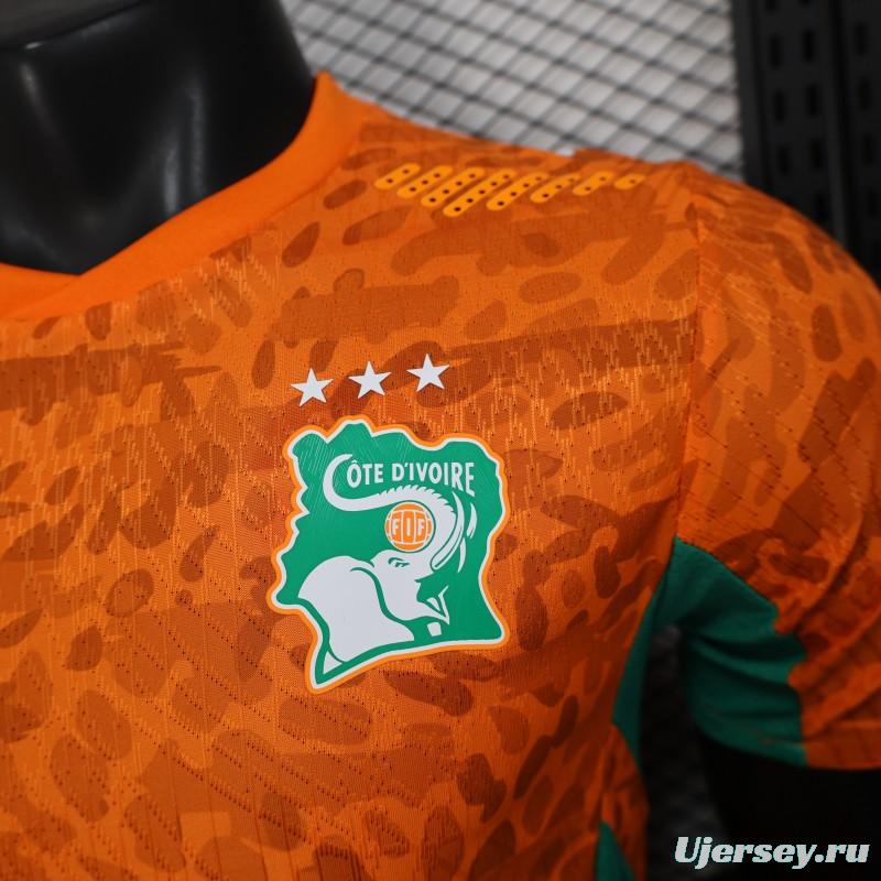 2026 Player Version Ivory Coast Orange with Leopard Pattern Jersey