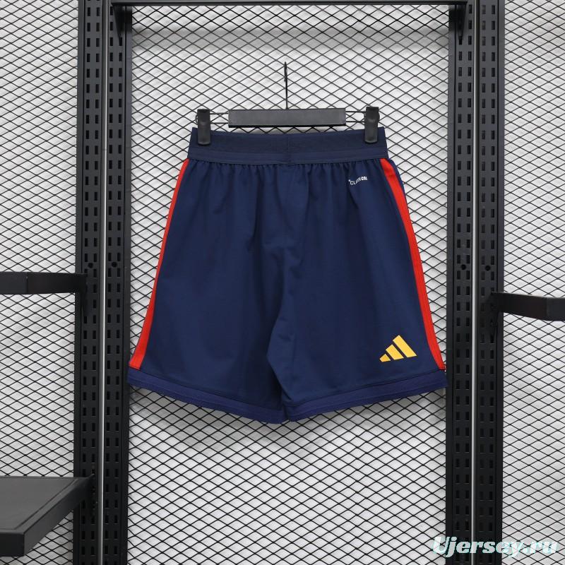 2026 Player Version Spain Navy Blue with Red Yellow Stripes Shorts