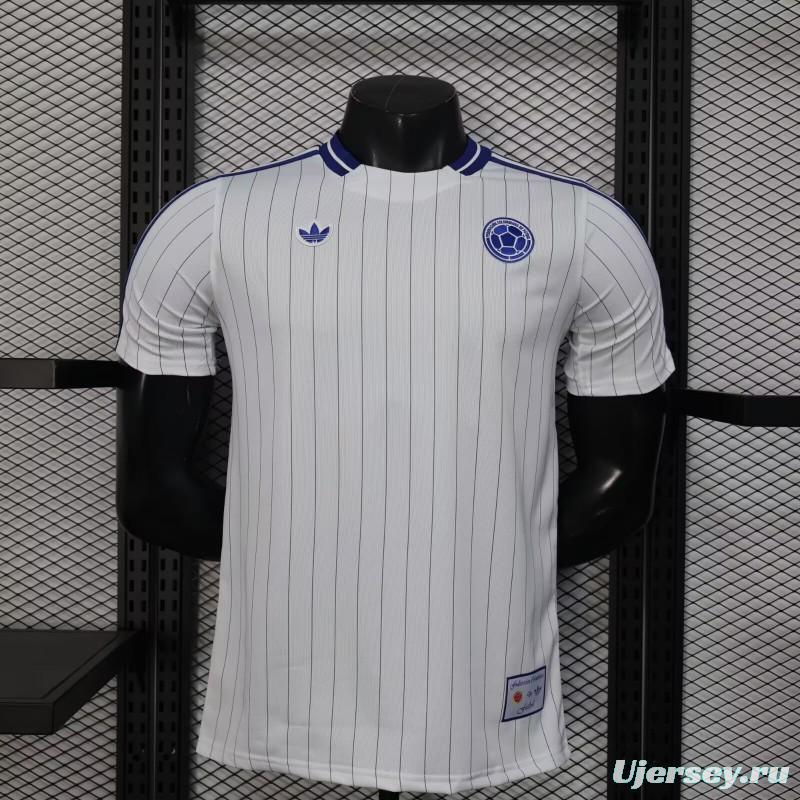 2026 Player Version Colombia White with Blue Vertical Stripe Jersey