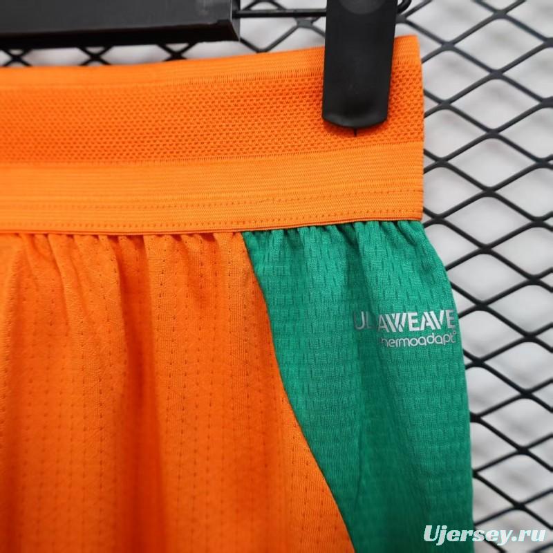 2026 Player Version Ivory Coast Orange with Green Side Panels Shorts