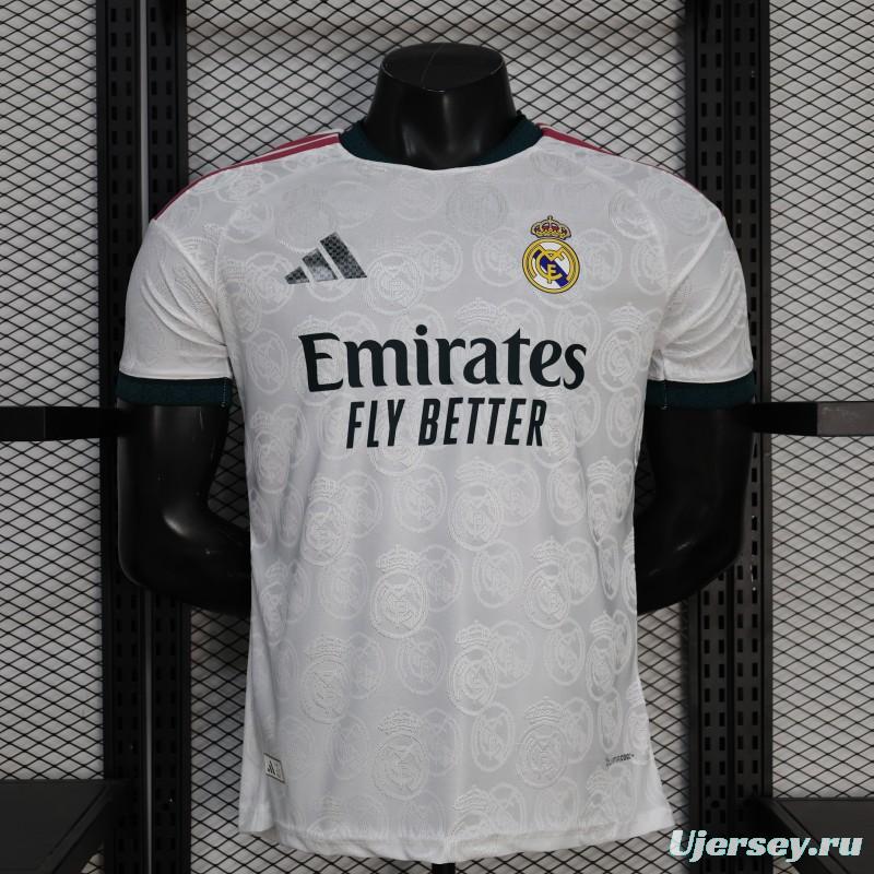 25/26 Player Version Real Madrid White with Subtle Crest Pattern Jersey