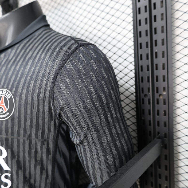Player Version PSG 25/26 Paris Saint-Germain Black with Grey  Long Sleeve Jersey