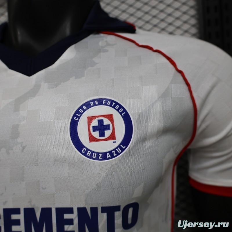 25/26 Player Version Cruz Azul White with Faint Grey Pattern Jersey