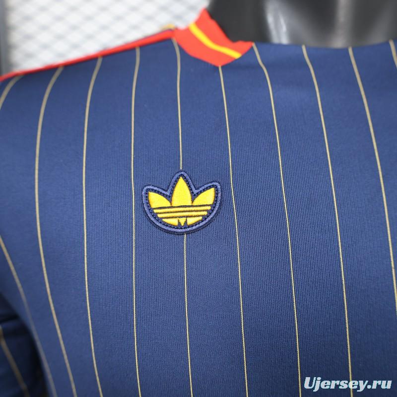 2026 Player Version Spain Navy Blue with Thin Yellow Pinstripes Jersey