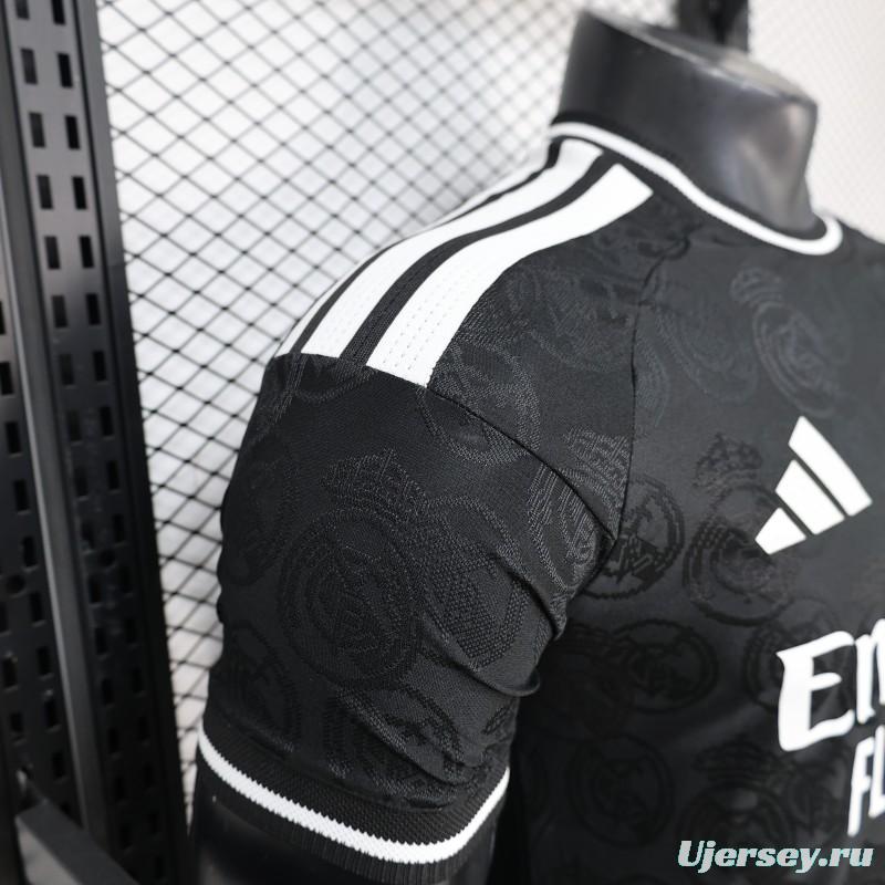 25/26 Player Version Real Madrid Black with Subtle Crest Pattern Jersey