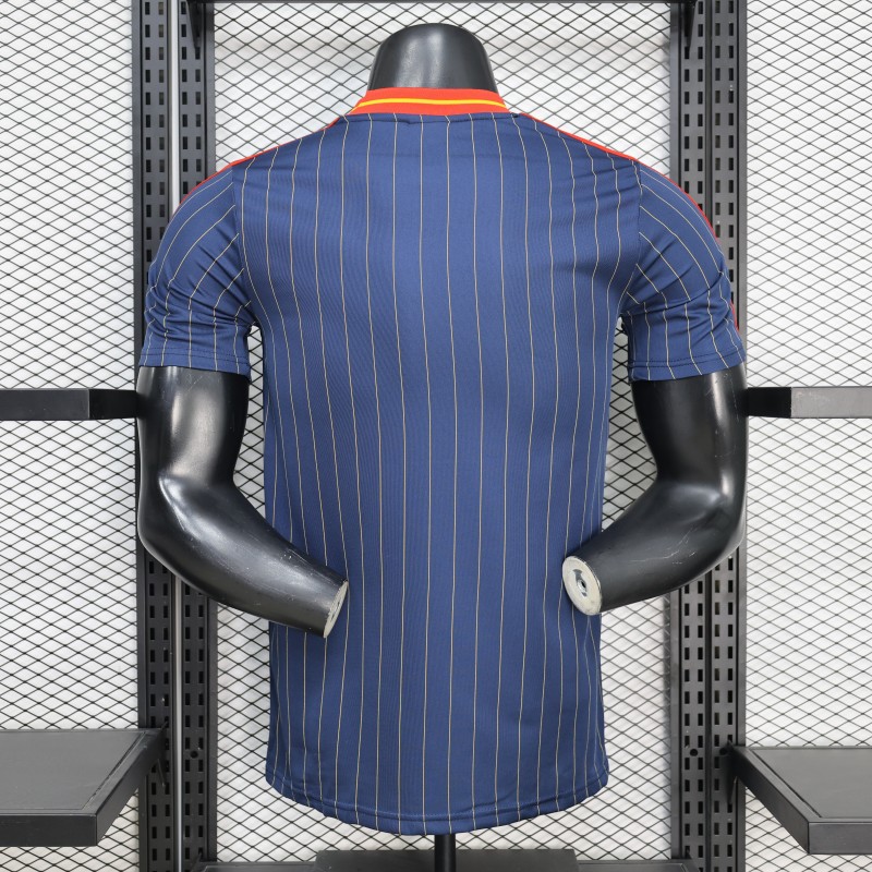 2026 Player Version Spain Navy Blue with Thin Yellow Pinstripes Jersey