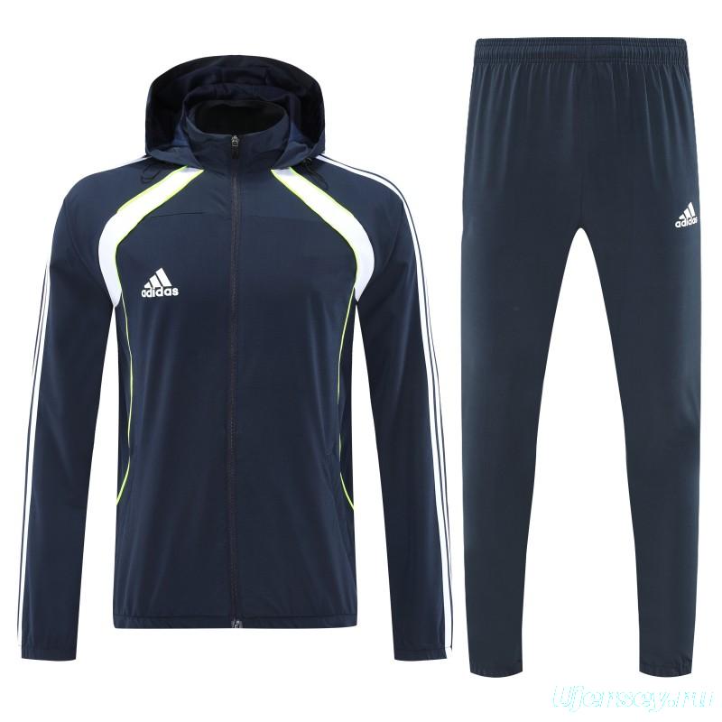 26/27 Adidas Navy Blue Full Zipper Hooded Jacket Tracksuit + Long Pants