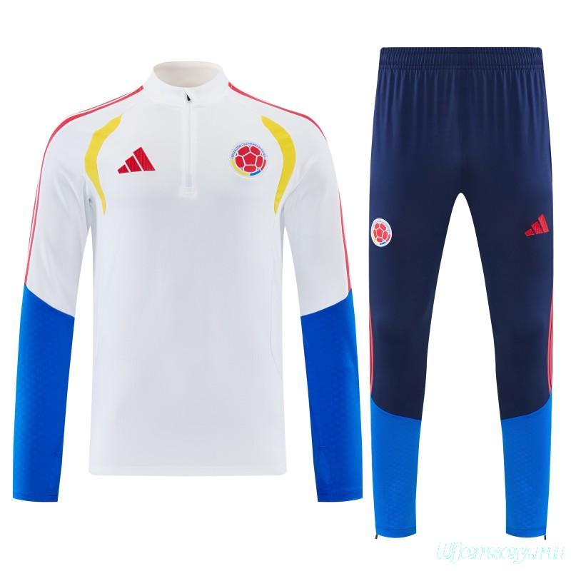 26/27  Colombia White  Half Zipper Jacket Tracksuit  + Long Pants
