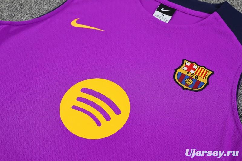 26/27 Barcelona Purple & Navy Blue Sleeveless Training Vest + Shorts