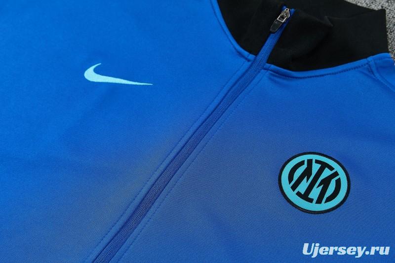 26/27 Inter Milan Blue Full Zipper Jacket Tracksuit + Black Long Pants