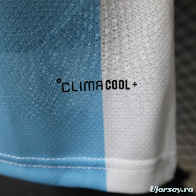 Player Version 2027 Argentina Home White & Light Blue Stripes with FIFA World Cup Champion Badge Jersey