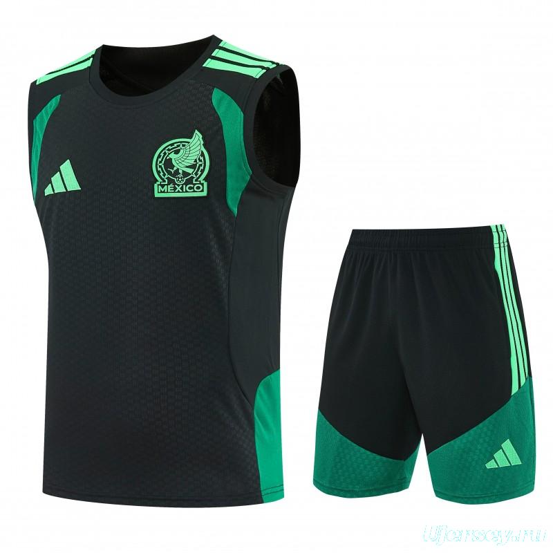 26/27  Mexico Black Sleeveless Training Vest +Shorts Set