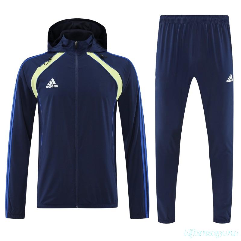 26/27 Adidas Navy Blue Full Zipper Hooded Jacket Tracksuit + Long Pants