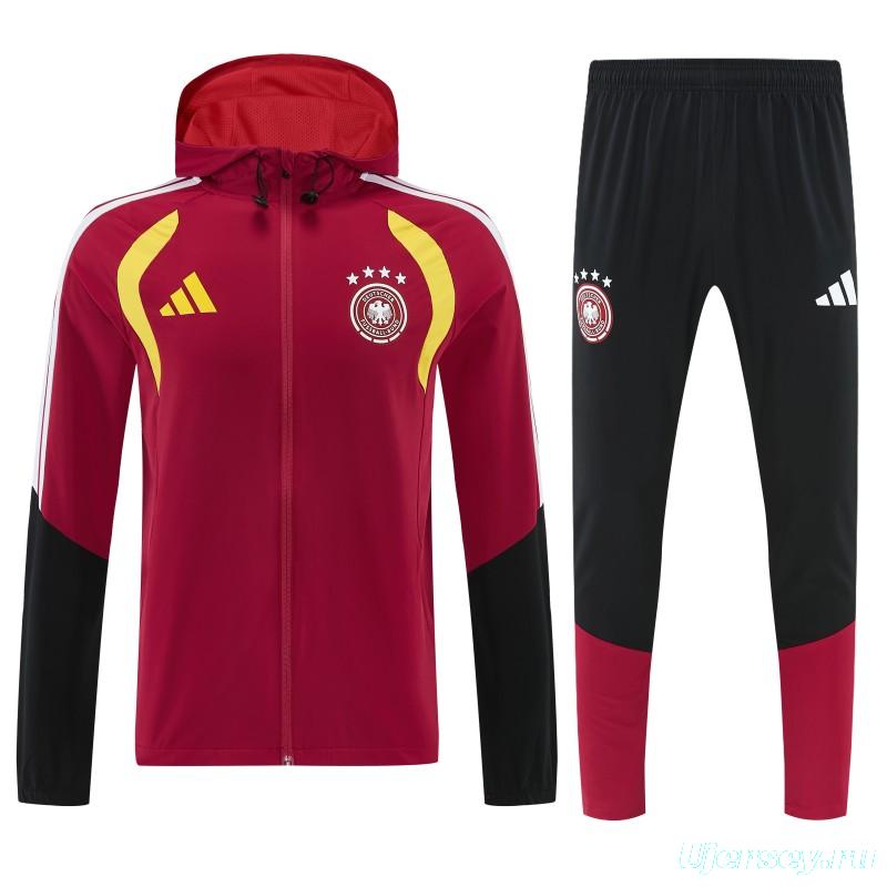 26/27 Germany Red Full Zipper Jacket Tracksuit + Long Pants