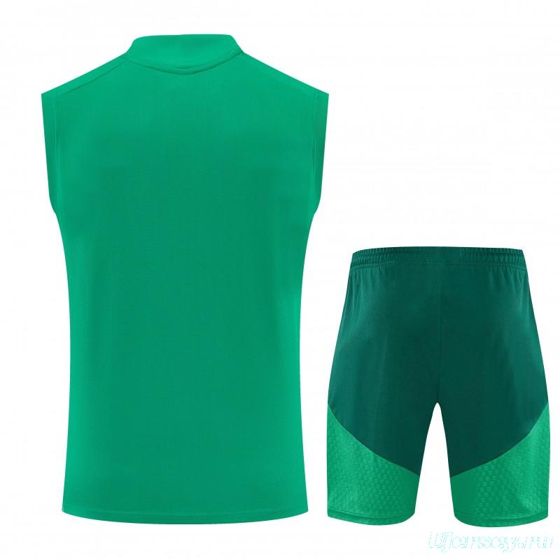 26/27  Algeria Green Sleeveless Training Vest +Shorts Set