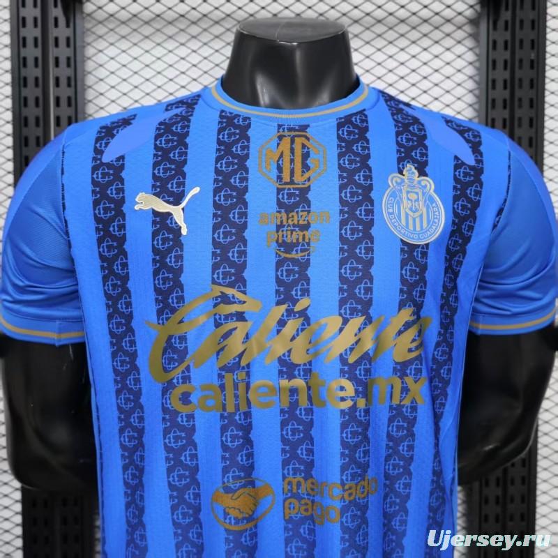 Player Version 26/27 Chivas Guadalajara Away Blue with Dark Stripe Pattern Jersey