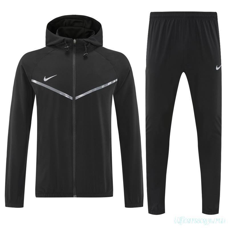 26/27 Nike Black Full Zipper Hooded Jacket Tracksuit + Long Pants